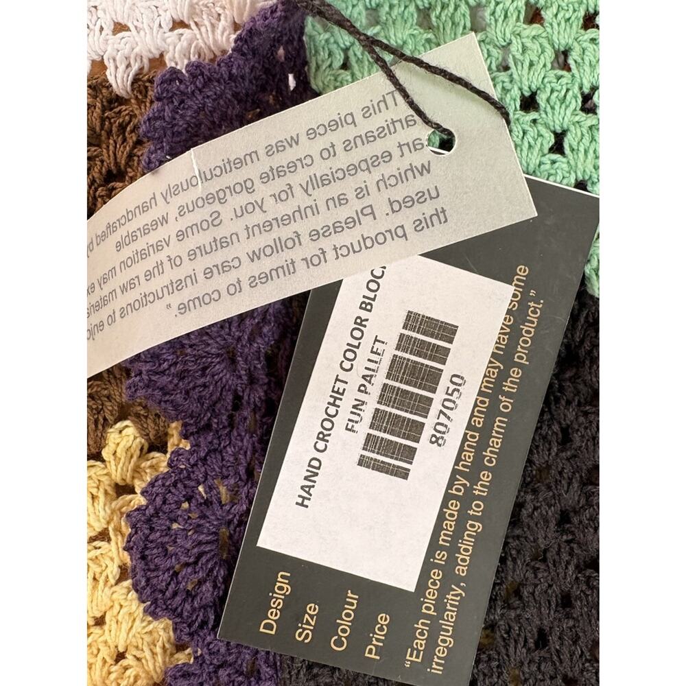 Saachi NWT $240 Women’s Hand crochet Color Block Cardigan O/S Multicolor Q11 - Picture 6 of 9